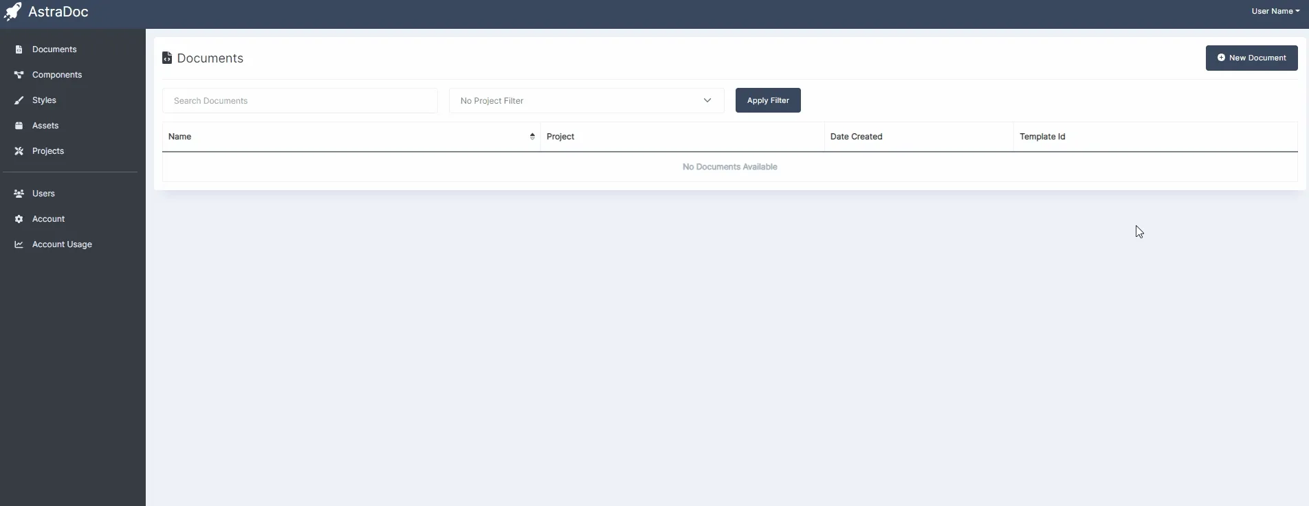 Creating a new document