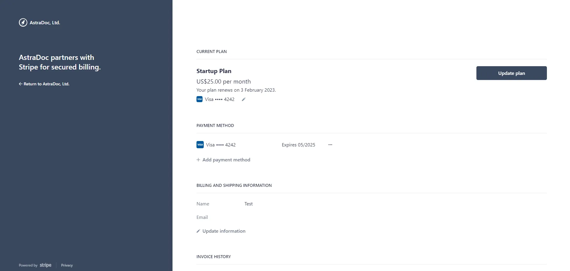 The Stripe customer portal